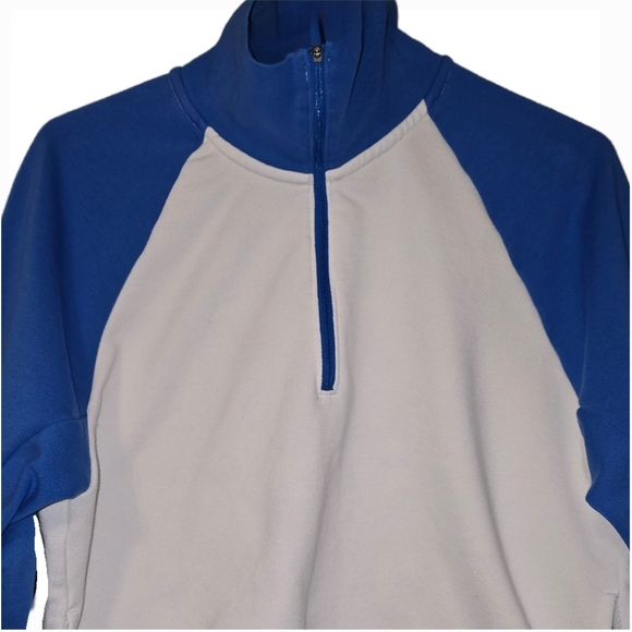 Nike Dri Fit Quarter Zip "Just Do It" Blue Color Block Sweater - Small - Picture 2 of 6